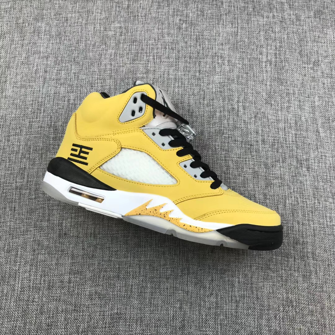 2020 Air Jordan 5 Retro Yellow Black White Jade Shoes - Click Image to Close